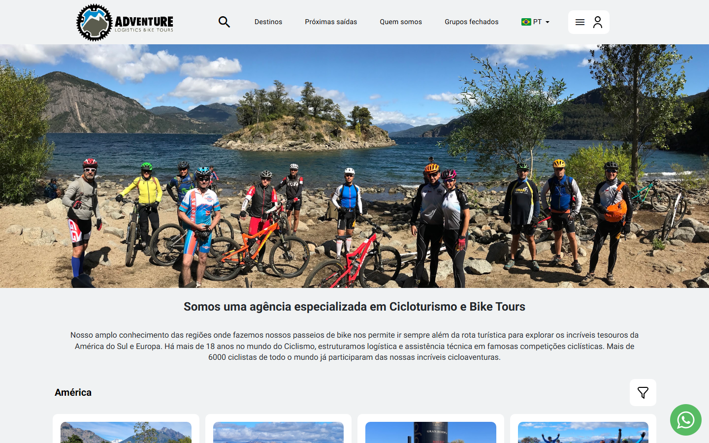 Página inicial da loja Adventure Logistics em layout desktop