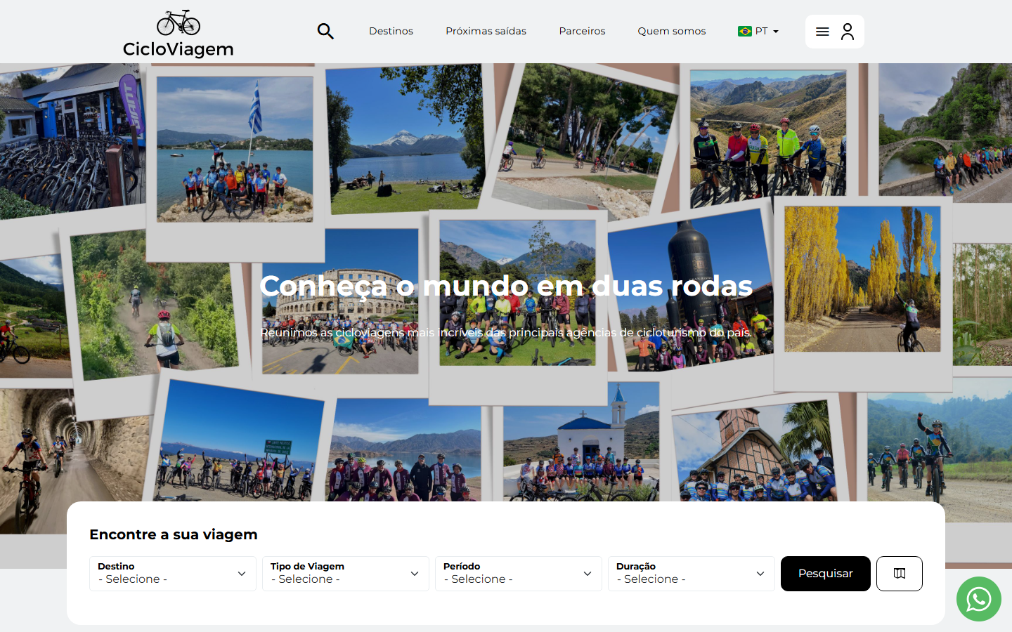 Página inicial da loja Cicloviagem em layout desktop