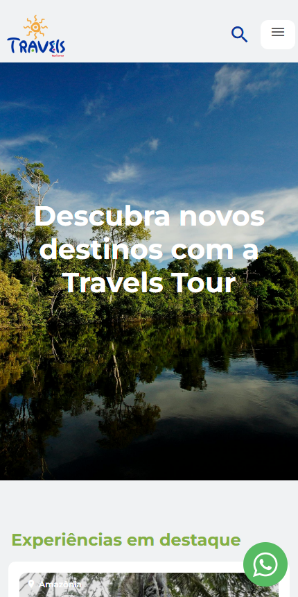 Página inicial da loja Travel's Tour em layout mobile